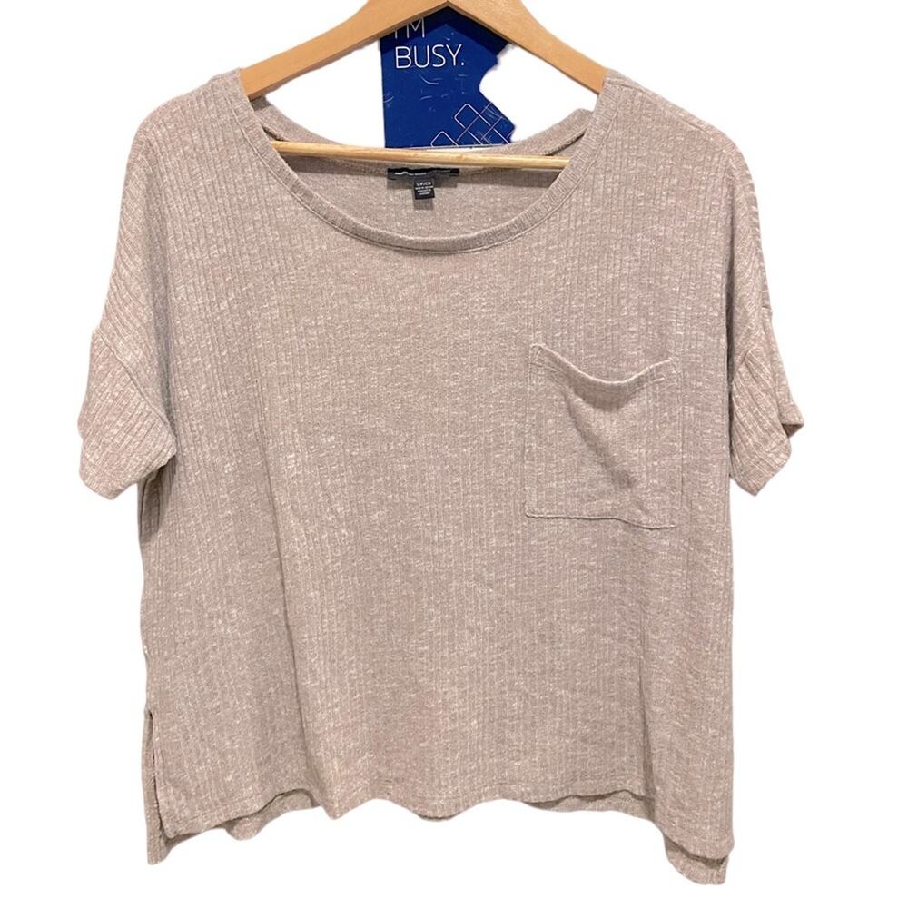 American eagle neutral Beige oversized ribbed to size small